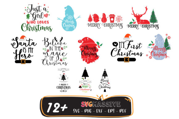 12 Files of Christmas Decoration Bundle: Graphics for Crafts