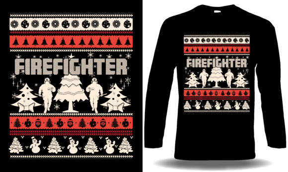 Firefighter Christmas Graphics for T-Shirt Designs
